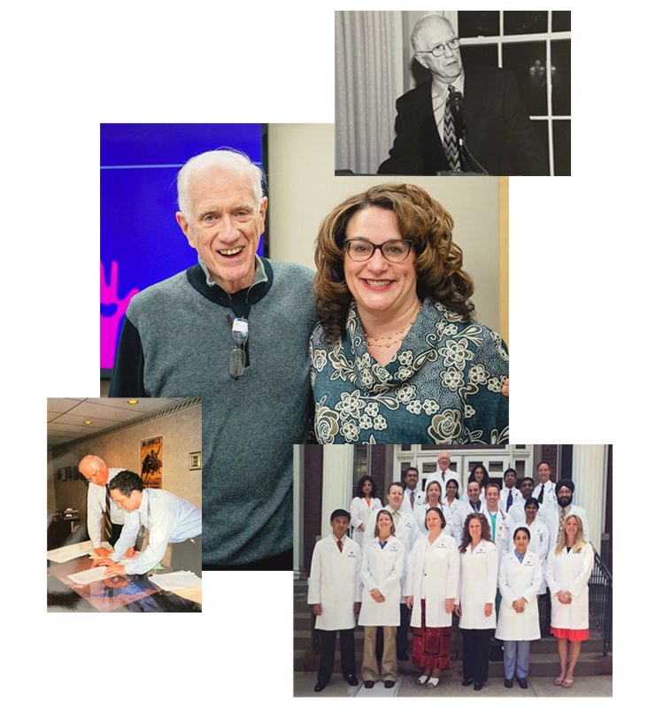 Collage photos of Dr. Wright through the years working at the Wright Center